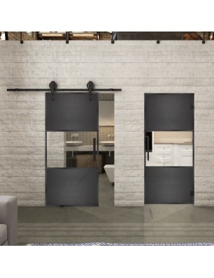 Glasschiebetür BARN-LINE Loft Schwarzeisen Genietet 27 Auf Klarglas