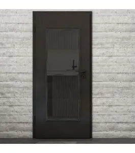 Lichtausschnitt Loft Schwarzeisen Genietet 04 Auf Grauglas