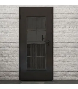 Lichtausschnitt Loft Schwarzeisen Genietet 06 Auf Grauglas