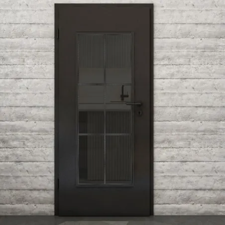 Lichtausschnitt Loft Schwarzeisen Genietet 07 Auf Grauglas