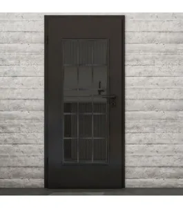 Lichtausschnitt Loft Schwarzeisen Genietet 09 Auf Grauglas