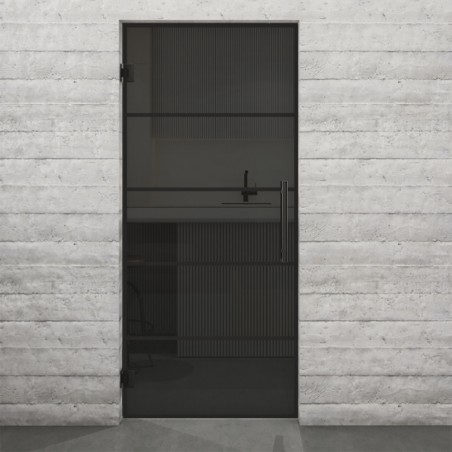 Pendeltür Loft Schwarzlack 01 Auf Grauglas-modernes Zuhause