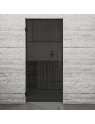 Pendeltür Loft Schwarzlack 02 Auf Grauglas-modernes Zuhause