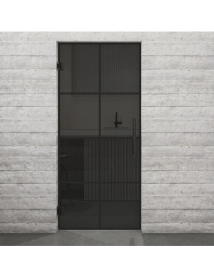 Pendeltür Loft Schwarzlack 06 Auf Grauglas-modernes Zuhause