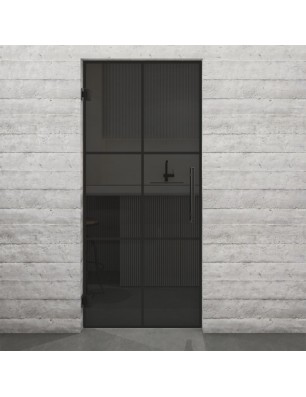 Pendeltür Loft Schwarzlack 07 Auf Grauglas-modernes Zuhause