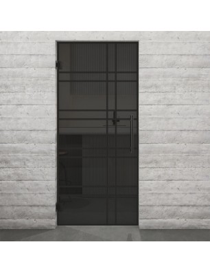Pendeltür Loft Schwarzlack 19 Auf Grauglas-modernes Zuhause