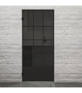 Pendeltür Loft Schwarzlack 37 Auf Grauglas-modernes Zuhause