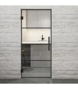 Pendeltür Loft Schwarzlack 02 Auf Klarglas-modernes Zuhause