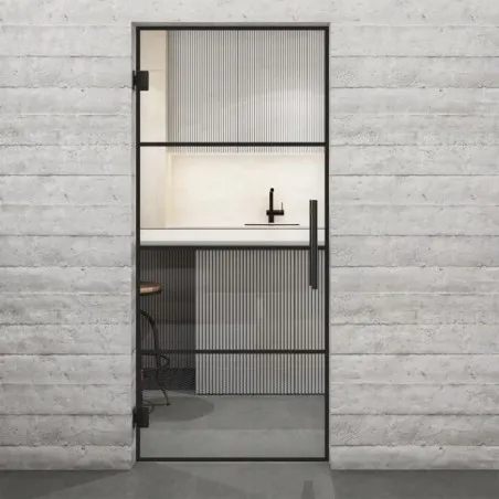 Pendeltür Loft Schwarzlack 02 Auf Klarglas-modernes Zuhause