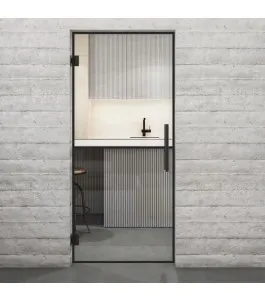 Pendeltür Loft Schwarzlack 04 Auf Klarglas-modernes Zuhause