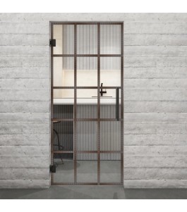 Pendeltür Loft Rosteisen Genietet 09 Auf Klarglas