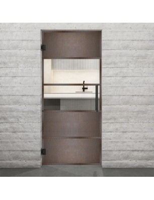 Pendeltür Loft Rosteisen Genietet 25 Auf Klarglas