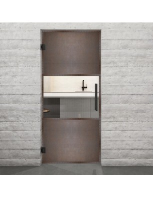 Pendeltür Loft Rosteisen Genietet 27 Auf Klarglas