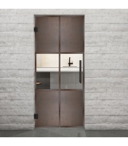 Pendeltür Loft Rosteisen Genietet 30 Auf Klarglas