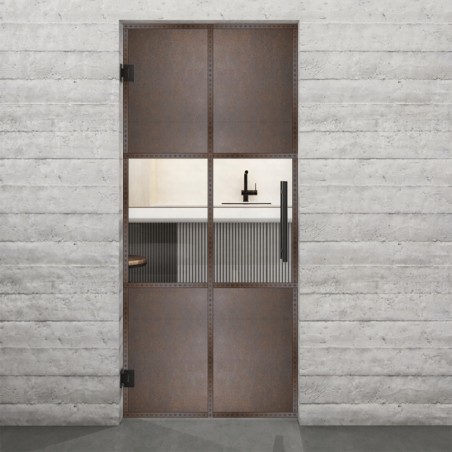 Pendeltür Loft Rosteisen Genietet 30 Auf Klarglas