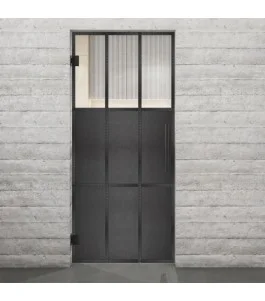 Pendeltür Loft Schwarzeisen Genietet 23 Auf Klarglas