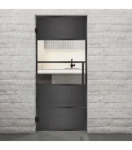 Pendeltür Loft Schwarzeisen Genietet 25 Auf Klarglas