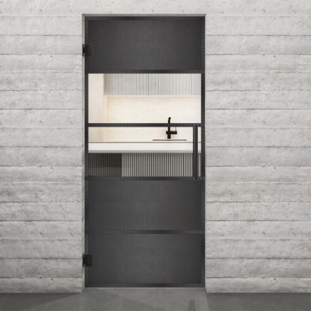 Pendeltür Loft Schwarzeisen Genietet 25 Auf Klarglas