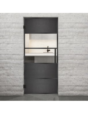 Pendeltür Loft Schwarzeisen Genietet 25 Auf Klarglas
