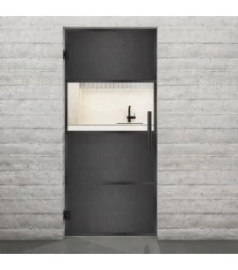 Pendeltür Loft Schwarzeisen Genietet 26 Auf Klarglas