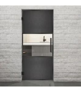 Pendeltür Loft Schwarzeisen Genietet 27 Auf Klarglas