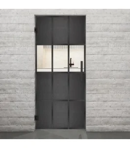 Pendeltür Loft Schwarzeisen Genietet 32 Auf Klarglas