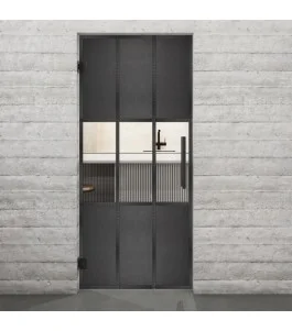 Pendeltür Loft Schwarzeisen Genietet 33 Auf Klarglas