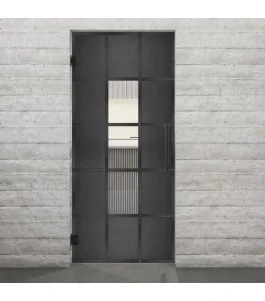 Pendeltür Loft Schwarzeisen Genietet 34 Auf Klarglas