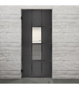 Pendeltür Loft Schwarzeisen Genietet 35 Auf Klarglas