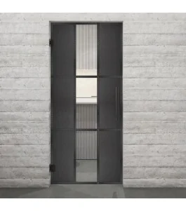 Pendeltür Loft Schwarzeisen Genietet 36 Auf Klarglas