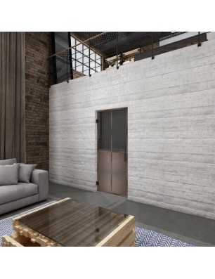 Pendeltür Loft Rosteisen Genietet 20 Auf Grauglas