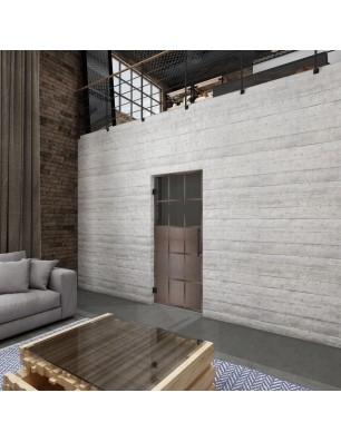 Pendeltür Loft Rosteisen Genietet 21 Auf Grauglas