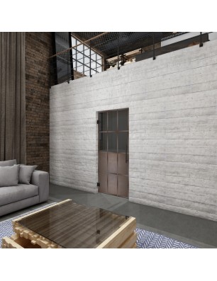 Pendeltür Loft Rosteisen Genietet 22 Auf Grauglas