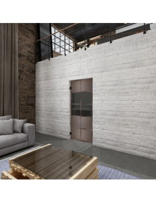Pendeltür Loft Rosteisen Genietet 28 Auf Grauglas