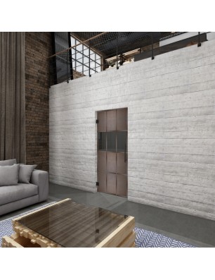 Pendeltür Loft Rosteisen Genietet 32 Auf Grauglas