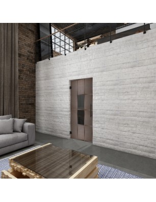 Pendeltür Loft Rosteisen Genietet 35 Auf Grauglas