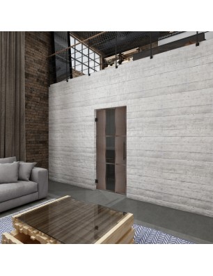 Pendeltür Loft Rosteisen Genietet 36 Auf Grauglas