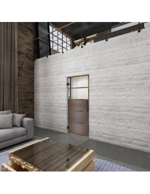 Pendeltür Loft Rosteisen Genietet 13 Auf Klarglas