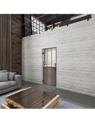 Pendeltür Loft Rosteisen Genietet 24 Auf Klarglas
