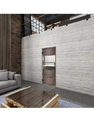 Pendeltür Loft Rosteisen Genietet 25 Auf Klarglas