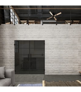Pendeltür Loft Schwarzlack 01 Auf Grauglas-modernes Zuhause