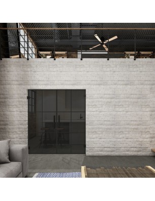 Pendeltür Loft Schwarzlack 07 Auf Grauglas-modernes Zuhause