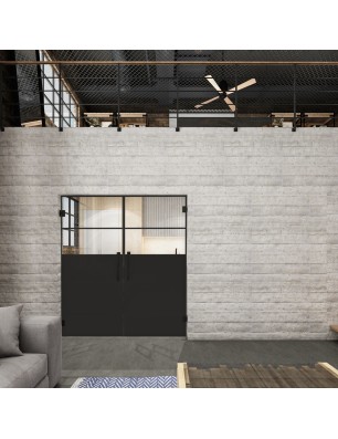 Pendeltür Loft Schwarzlack 22 Auf Klarglas-modernes Zuhause