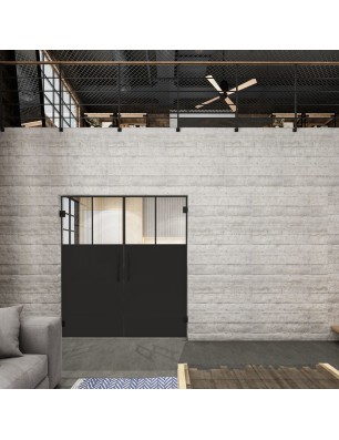 Pendeltür Loft Schwarzlack 25 Auf Klarglas-modernes Zuhause