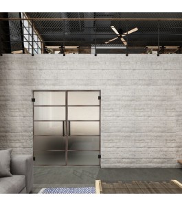 Pendeltür Loft Rosteisen Genietet 01 Blickdicht