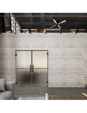 Pendeltür Loft Rosteisen Genietet 04 Blickdicht