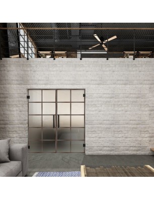 Pendeltür Loft Rosteisen Genietet 05 Blickdicht