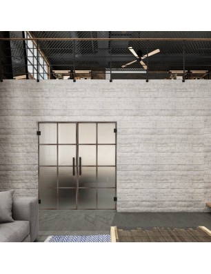Pendeltür Loft Rosteisen Genietet 06 Blickdicht