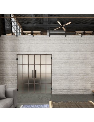 Pendeltür Loft Rosteisen Genietet 10 Blickdicht