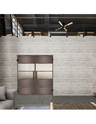 Pendeltür Loft Rosteisen Genietet 25 Blickdicht